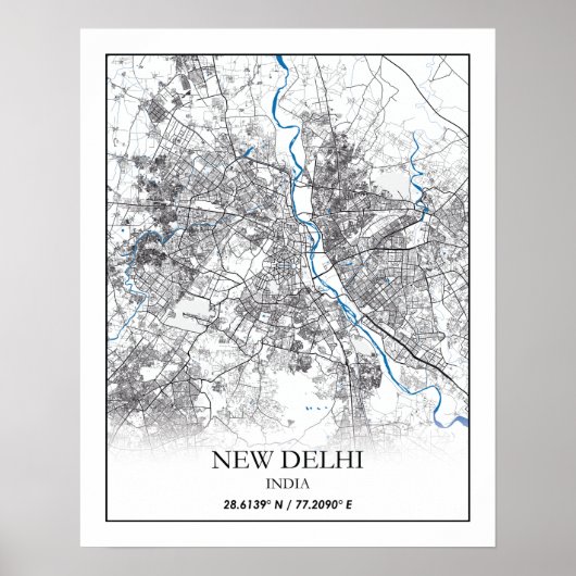 Poster New Delhi Inde City Plan Voyage simple (Devant)