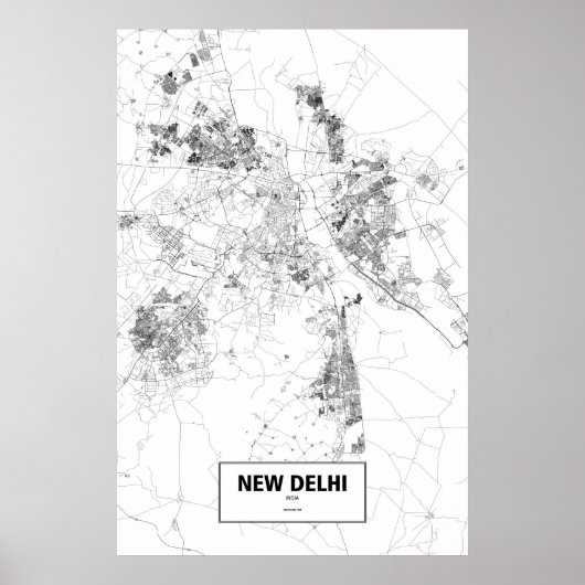 Poster New Delhi, Inde (noir sur blanc) (Devant)