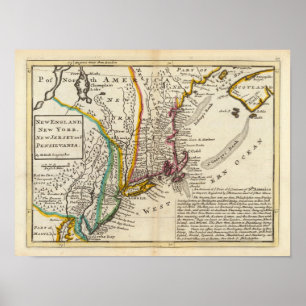 Poster New England, New York, New Jersey and Pennsylvania