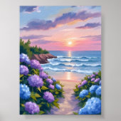 Poster New England Summer | Hydrangea Beach Painting (Devant)