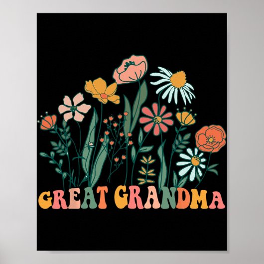 Poster New Great Grandma Wildflower First Birthday &amp;  (Devant)