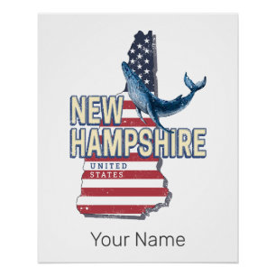 Poster New Hampshire États-Unis Retro State Map