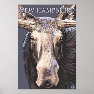 Poster New HampshireMoose près