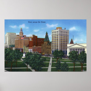 Poster New Haven, CTView de l'autre côté du Green