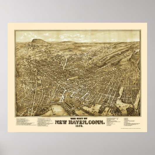 Poster New Haven, TC Carte panoramique - 1879 (Devant)