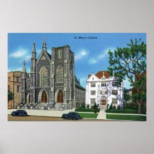 Poster New Haven, vue de CTExterior de St Mary
