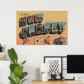 Poster New Jersey (Capitale Nationale/Fleur/Oiseau) (Bureau à domicile)