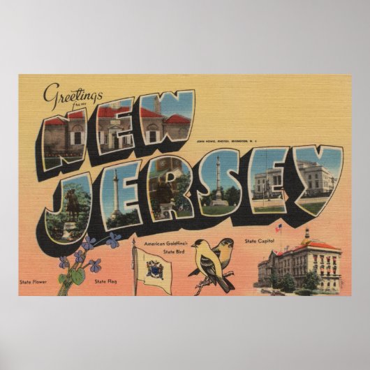 Poster New Jersey (Capitale Nationale/Fleur/Oiseau) (Devant)