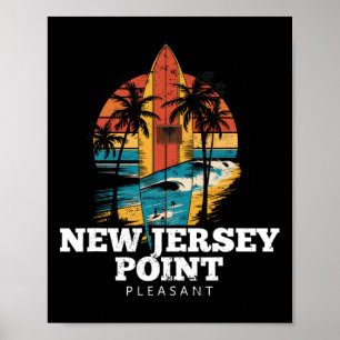 Poster New Jersey Point Pleasant Planche de Surf Surf Rét