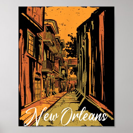 Poster New Orleans Bourbon Street Souvenir French Quarter (Devant)