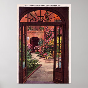 Poster New Orleans Louisiana Little Theatre Courtyard