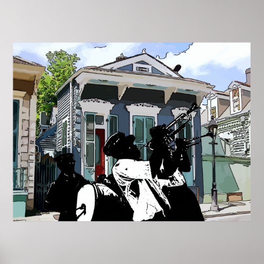 Poster New Orleans Shotgun House et Brass Band (Devant)
