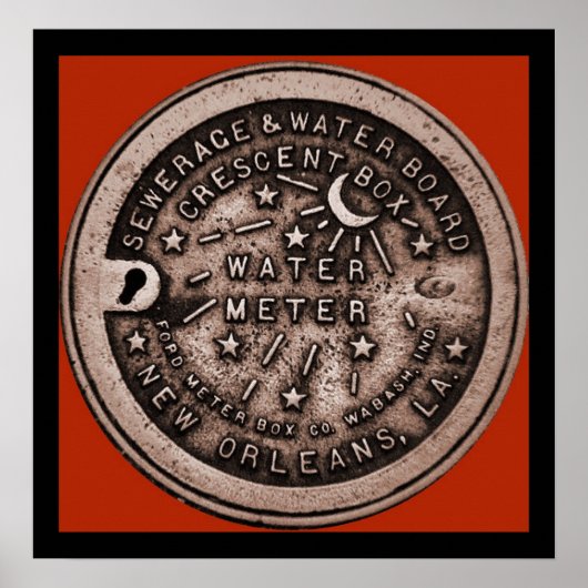 Poster New Orleans Water Meter Wall Art (Devant)