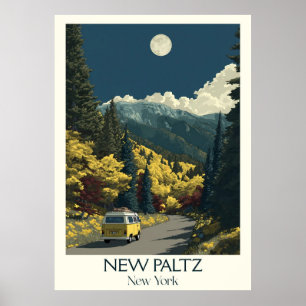 Poster New Paltz New York Vintage Mountain Road Art
