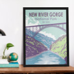 Poster New River Gorge National Park West Virginia Bridge<br><div class="desc">Nouveau design vectoriel River Gorge. Le parc abrite l'un des meilleurs radeaux d'eau vive du pays et est également l'une des zones d'escalades les plus populaires de la côte Est.</div>