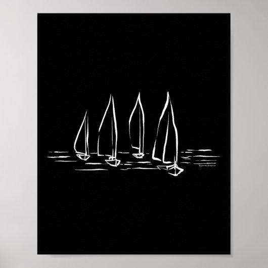 Poster New Sailboats On Open Water Nautical Sailing Boati (Devant)