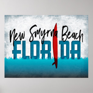 Poster New Smyrna Beach Floride Surfboard Surfboard