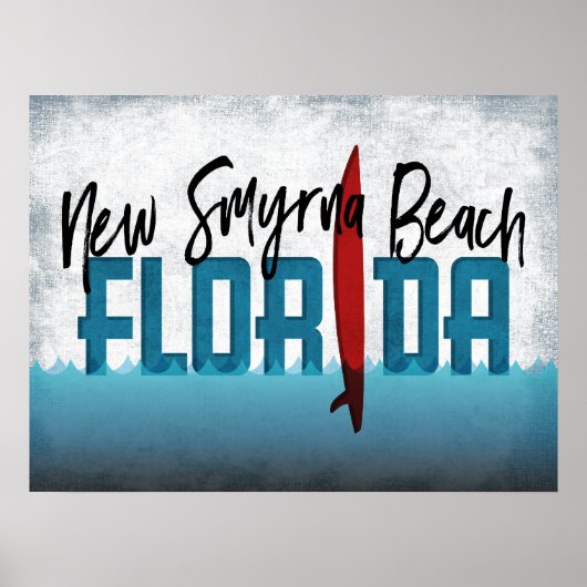 Poster New Smyrna Beach Floride Surfboard Surfboard (Devant)