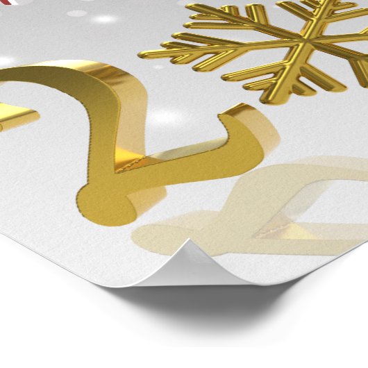 Poster New Year Golden 2026 with Snowflake and Santa Hat (Coin)