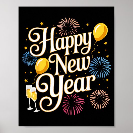 Poster New Years Eve 2026 Party Countdown Fireworks Happy (Devant)