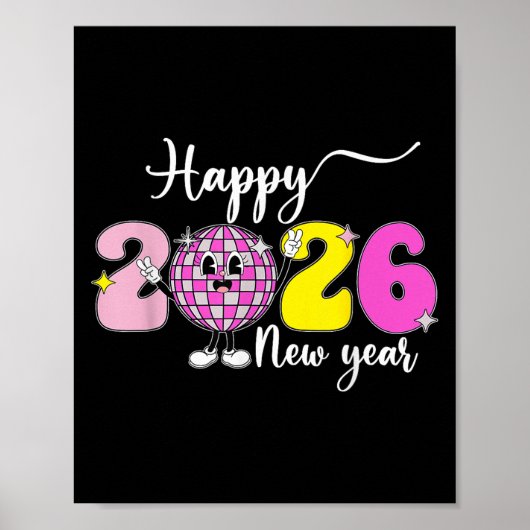 Poster New Years Eve Hello 2026 Happy New Year 2026 Disco (Devant)