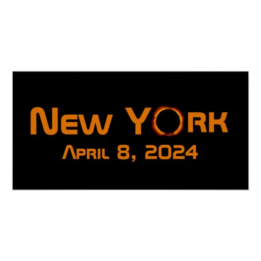 Poster New York 2024 Éclipse solaire totale (Devant)