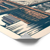 Poster New York Brooklyn Bridge Skyline Bold Retro Travel (Coin)