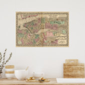 Poster New York, Brooklyn Carte par Mitchell (Cuisine)