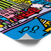 Poster New York Cartoon Visite Les Bâtiments (Coin)