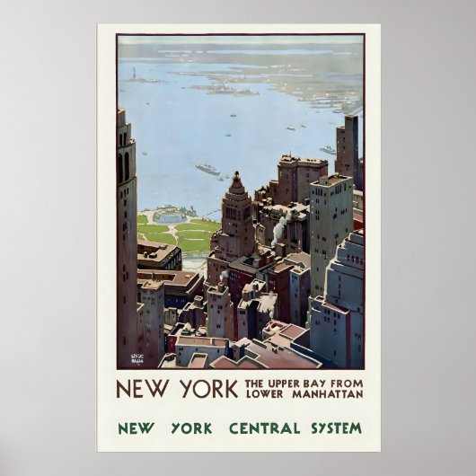 Poster New York Central System Manhattan Skyscraper (Devant)
