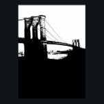 Poster New York City Brooklyn Bridge Silhouette Pop Art<br><div class="desc">Black & White Artitic New York City Night Image numérique - États-Unis des principales villes d'Amérique</div>