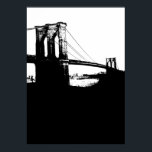Poster New York City Brooklyn Bridge Silhouette Pop Art<br><div class="desc">Black & White Artitic New York City Night Image numérique - États-Unis des principales villes d'Amérique</div>