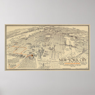 Poster New York City - Carte picturale Vintage - 1932