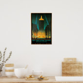 Poster New York City Central Building Travel Art (Cuisine)