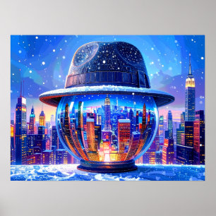 Poster New York City Cool dans un globe de neige avec cha