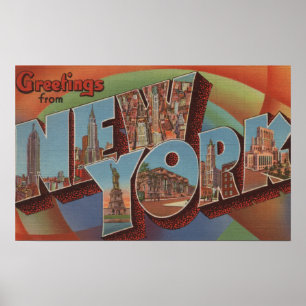 Poster New York City, New York - grandes scènes de lettre