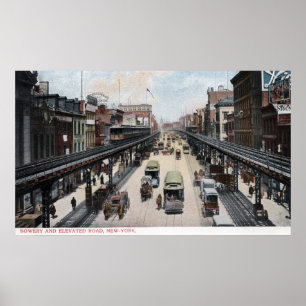 Poster New York City, New YorkBowery & voie surélevée