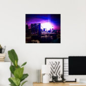 Poster New York City Night Brooklyn Bridge (Bureau à domicile)