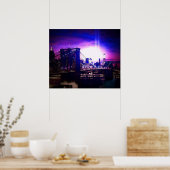 Poster New York City Night Brooklyn Bridge (Cuisine)