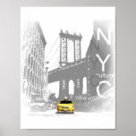Poster New York City Nyc Taxi jaune Brooklyn Bridge<br><div class="desc">New York City Nyc Taxi jaune Brooklyn Bridge Pop Art Photo</div>