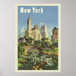Poster New York City Skyline Central Park Vintage