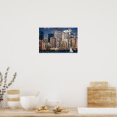 Poster New York City Skyline depuis Hudson River (Cuisine)