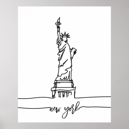 Poster New York City Skyline Lady Liberty Statue (Devant)