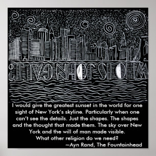 Poster New York City Skyline Qui Est John Galt ?