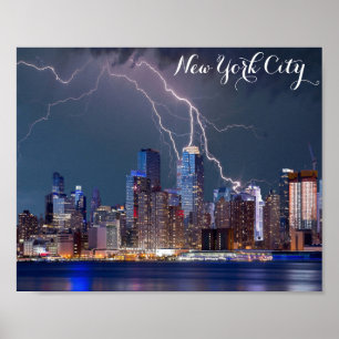 Poster New York City Skyline Tempête de nuit Photo