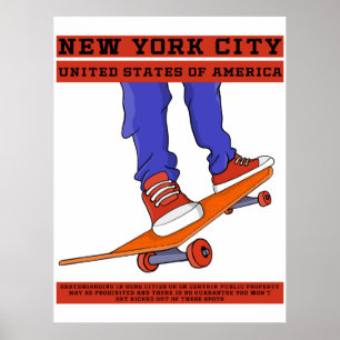 Poster New York City, USA Cool Skateboard