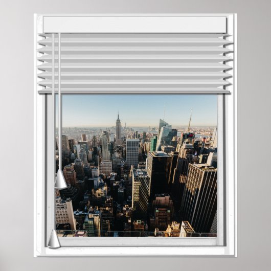 Poster New York City View Fake Window with Blinds (Devant)