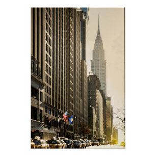 Poster New York, E 42 St et Chrysler Building