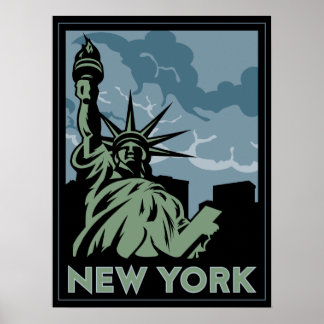 Poster new york états-unis usa vintage retro travel