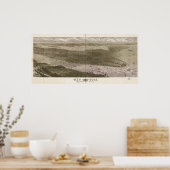 Poster New York Manhattan 1876 Carte panoramique antique (Cuisine)